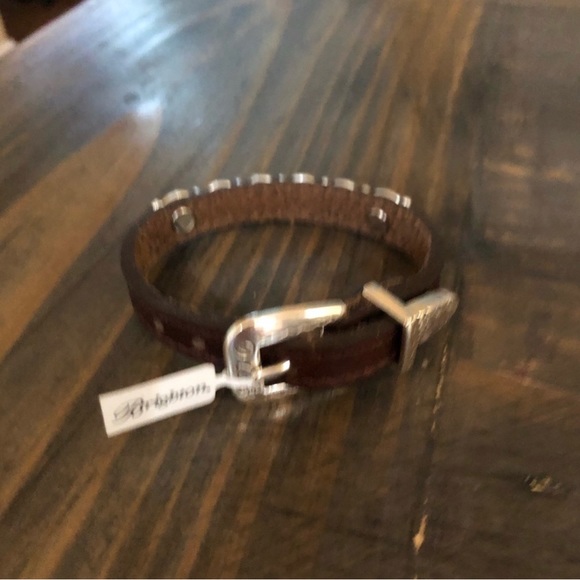 NEW! Brighten Leather Bracelet with Silver Embellishments. “Harmony” Brown. - Picture 5 of 9